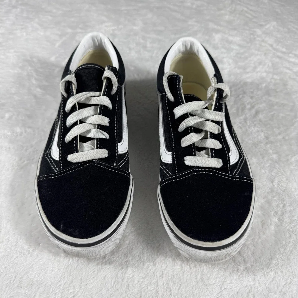 Vans Old Skool Kids Sneakers Black White Suede Skate Shoes Size 4.5 Junior